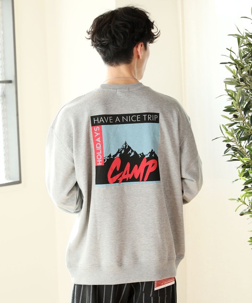 TopIsm(トップイズム)の「ワイドシルエット バックプリント スウェット(Tシャツ/カットソー・メンズ・ブラック/パープル/ネイビー/グレー/ベージュ系その他/ベージュ・M/L)」の3枚目の写真