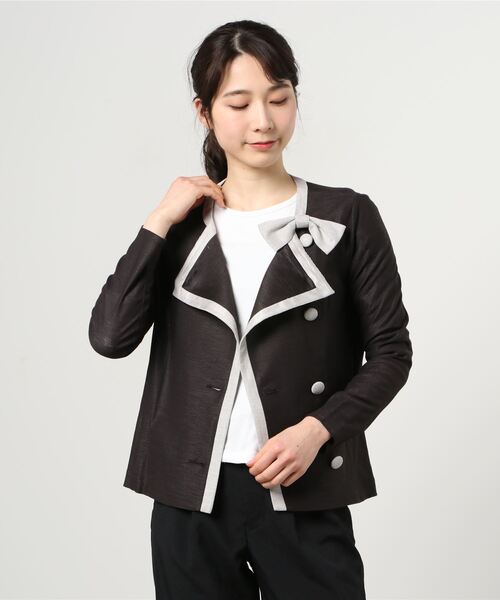 GGD（ジージーディー）の「HAVE A NICE TRIP / ハヴァナイストリップ　ウォッシャブルアサカラートリムカーデ（カーディガン/ボレロ・レディース・バーガンディー/サンドグレー/ベージュ/ピンク/ブラック・L/LL/M）」の5枚目の写真