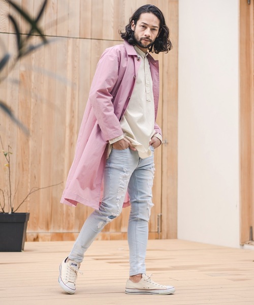 CAMBIO(カンビオ)の「mj7800-MACLOWLY ステンカラーコート(ステンカラーコート・メンズ・サックスブルー/ピンク/サンドベージュ/ネイビー・L/M)」の20枚目の写真