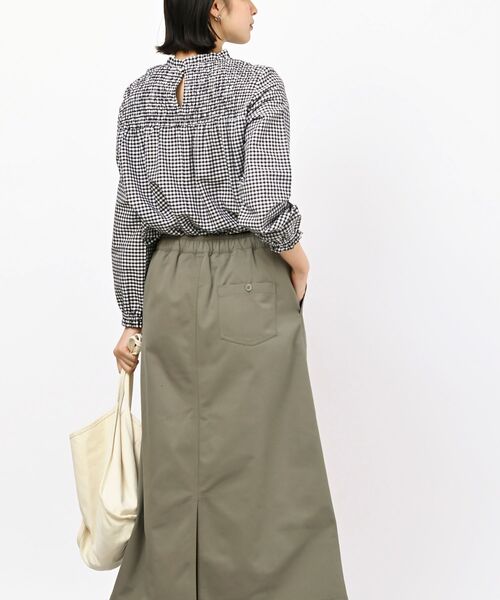 rps(アールピーエス)の「テンセル綿麻長袖スモッキングブラウス(シャツ/ブラウス・レディース・オフホワイト/ブルー/グレイッシュベージュ/チェック・M/フリー)」の14枚目の写真