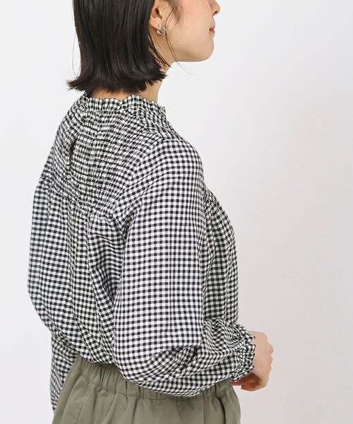 rps(アールピーエス)の「テンセル綿麻長袖スモッキングブラウス(シャツ/ブラウス・レディース・オフホワイト/ブルー/グレイッシュベージュ/チェック・M/フリー)」の19枚目の写真