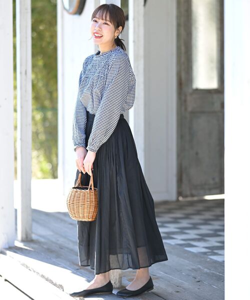 rps(アールピーエス)の「テンセル綿麻長袖スモッキングブラウス(シャツ/ブラウス・レディース・オフホワイト/ブルー/グレイッシュベージュ/チェック・M/フリー)」の21枚目の写真