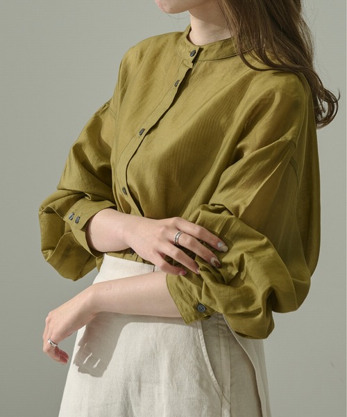 Ambre Neige(アンブルネージュ)の「バルーン袖シアーシャツ/【WEB/EC限定商品】(シャツ/ブラウス・レディース・オリーブ/クリアブラウン/グレイッシュベージュ・FREE)」の3枚目の写真