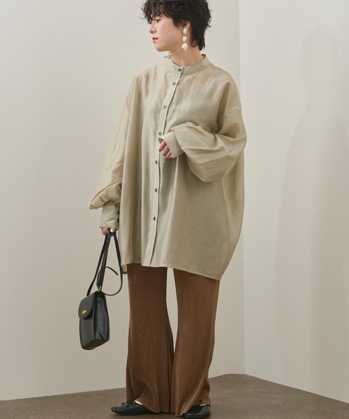 Ambre Neige(アンブルネージュ)の「バルーン袖シアーシャツ/【WEB/EC限定商品】(シャツ/ブラウス・レディース・オリーブ/クリアブラウン/グレイッシュベージュ・FREE)」の5枚目の写真