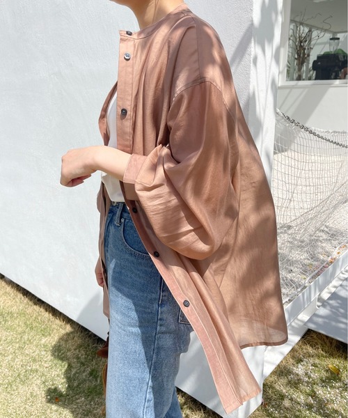 Ambre Neige(アンブルネージュ)の「バルーン袖シアーシャツ/【WEB/EC限定商品】(シャツ/ブラウス・レディース・オリーブ/クリアブラウン/グレイッシュベージュ・FREE)」の14枚目の写真