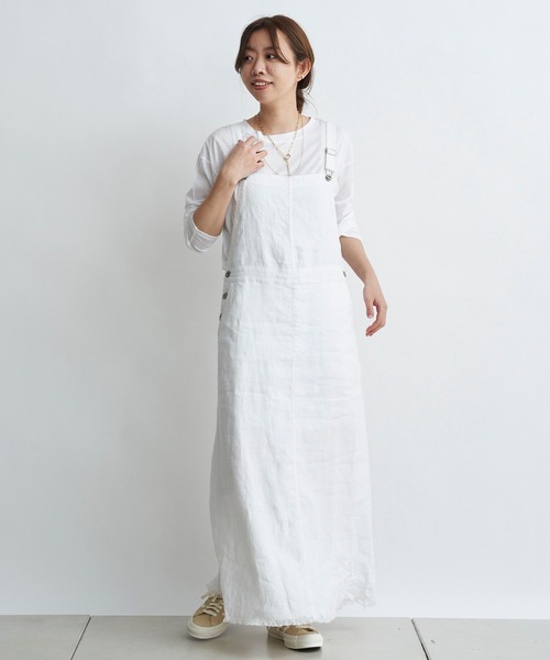 DouDou（ドゥドゥ）の「【新色追加】リネンジャンスカ（ワンピース・レディース・ホワイト/グレイッシュベージュ/ブラック・FREE）」の14枚目の写真