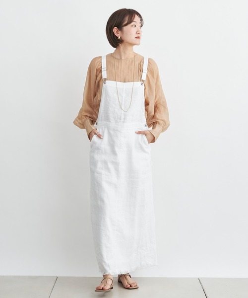 DouDou（ドゥドゥ）の「【新色追加】リネンジャンスカ（ワンピース・レディース・ホワイト/グレイッシュベージュ/ブラック・FREE）」の11枚目の写真