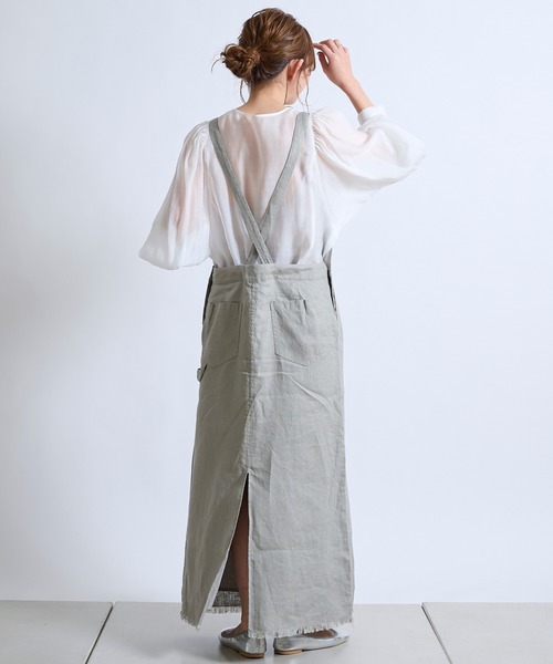 DouDou（ドゥドゥ）の「【新色追加】リネンジャンスカ（ワンピース・レディース・ホワイト/グレイッシュベージュ/ブラック・FREE）」の8枚目の写真