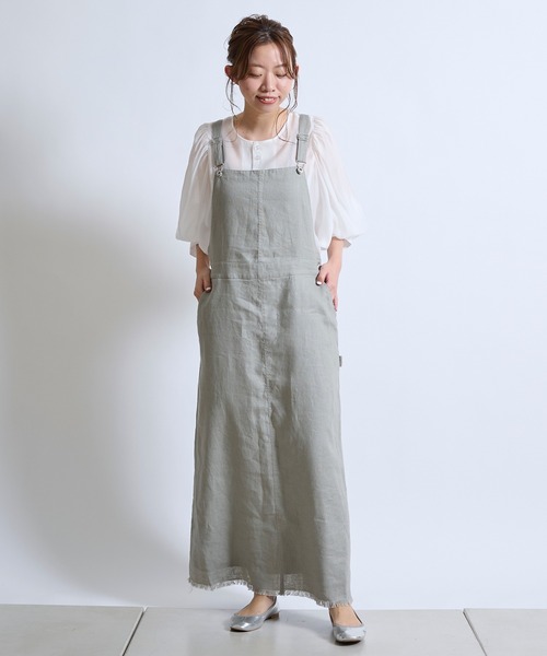 DouDou（ドゥドゥ）の「【新色追加】リネンジャンスカ（ワンピース・レディース・ホワイト/グレイッシュベージュ/ブラック・FREE）」の12枚目の写真