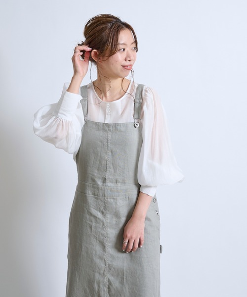 DouDou（ドゥドゥ）の「【新色追加】リネンジャンスカ（ワンピース・レディース・ホワイト/グレイッシュベージュ/ブラック・FREE）」の16枚目の写真