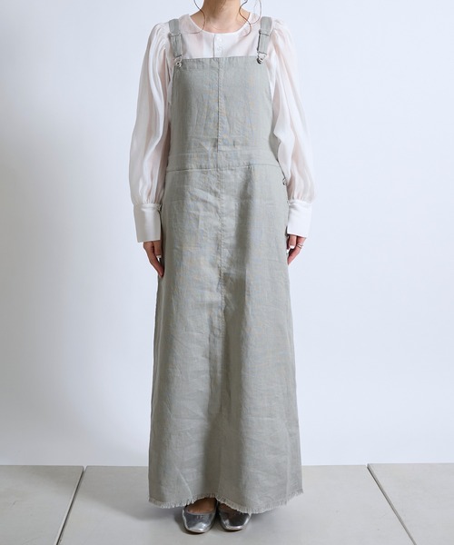DouDou（ドゥドゥ）の「【新色追加】リネンジャンスカ（ワンピース・レディース・ホワイト/グレイッシュベージュ/ブラック・FREE）」の6枚目の写真