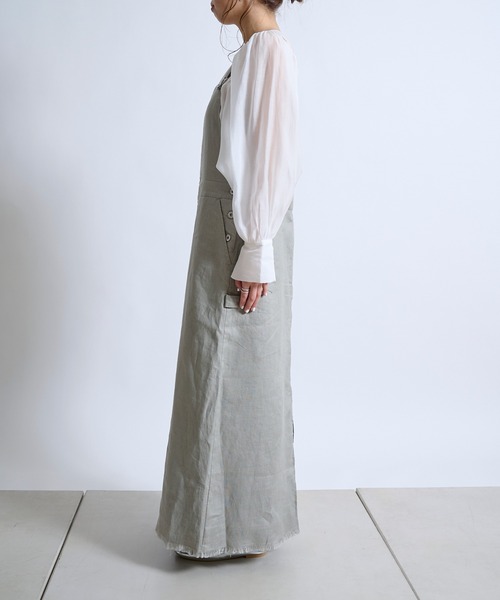 DouDou（ドゥドゥ）の「【新色追加】リネンジャンスカ（ワンピース・レディース・ホワイト/グレイッシュベージュ/ブラック・FREE）」の13枚目の写真