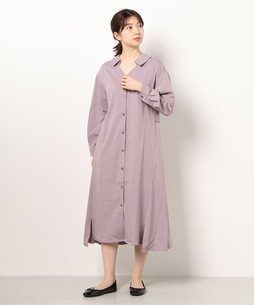 KOBE LETTUCE（コウベレタス）の「撥水＋撥油加工抜き衿デザインシャツワンピース（マタニティウェア/グッズ・レディース・オフホワイト/ブラック/ベージュ/パープル系その他・FREE）」の16枚目の写真