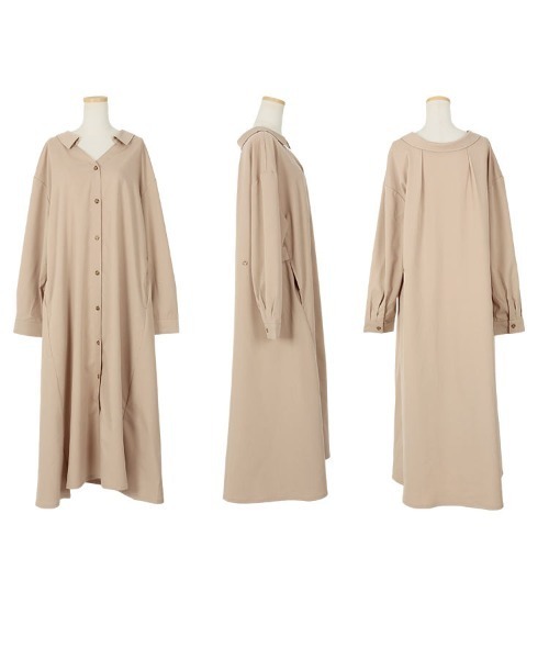 KOBE LETTUCE（コウベレタス）の「撥水＋撥油加工抜き衿デザインシャツワンピース（マタニティウェア/グッズ・レディース・オフホワイト/ブラック/ベージュ/パープル系その他・FREE）」の21枚目の写真