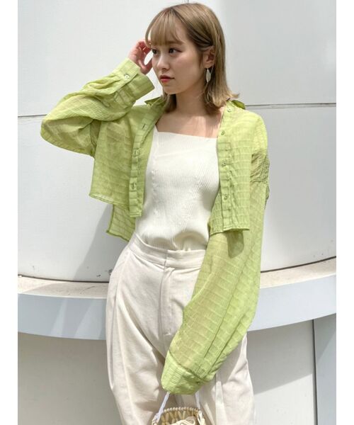 MURUA（ムルーア）の「マジョリカプリーツショートシャツ（シャツ/ブラウス・レディース・ホワイト/ブラック/ライトグリーン/パープル・FREE）」の17枚目の写真