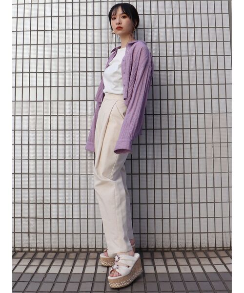 MURUA（ムルーア）の「マジョリカプリーツショートシャツ（シャツ/ブラウス・レディース・ホワイト/ブラック/ライトグリーン/パープル・FREE）」の11枚目の写真