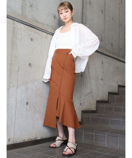 MURUA（ムルーア）の「マジョリカプリーツショートシャツ（シャツ/ブラウス・レディース・ホワイト/ブラック/ライトグリーン/パープル・FREE）」の9枚目の写真