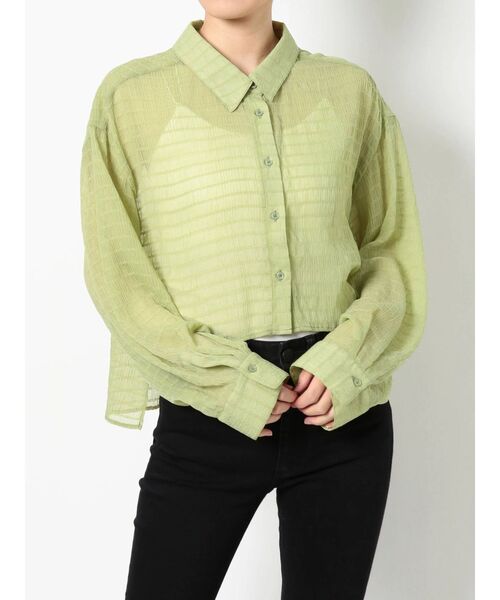 MURUA（ムルーア）の「マジョリカプリーツショートシャツ（シャツ/ブラウス・レディース・ホワイト/ブラック/ライトグリーン/パープル・FREE）」の21枚目の写真