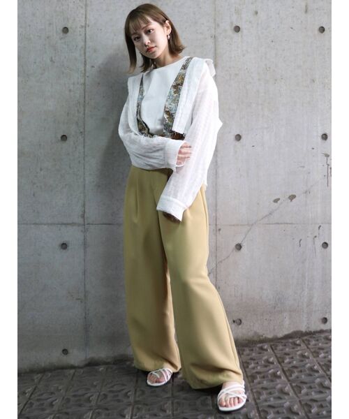 MURUA（ムルーア）の「マジョリカプリーツショートシャツ（シャツ/ブラウス・レディース・ホワイト/ブラック/ライトグリーン/パープル・FREE）」の10枚目の写真