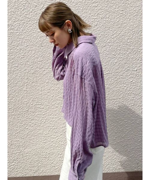 MURUA（ムルーア）の「マジョリカプリーツショートシャツ（シャツ/ブラウス・レディース・ホワイト/ブラック/ライトグリーン/パープル・FREE）」の13枚目の写真