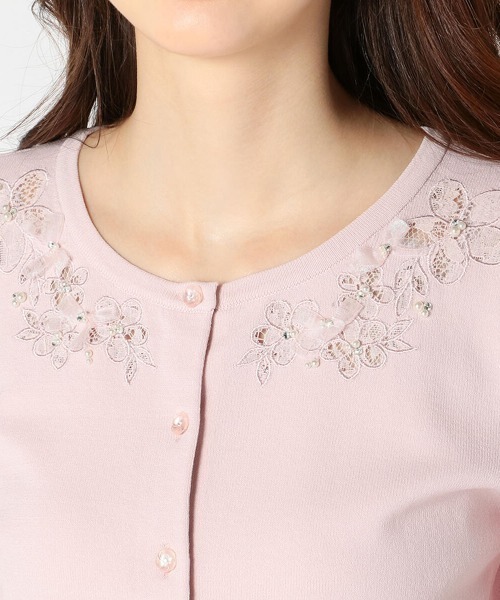 LODISPOTTO（ロディスポット）の「フルール刺繍フェアリーカーディガン（カーディガン/ボレロ・レディース・ホワイト/ネイビー/ピンク・MEDIUM）」の6枚目の写真