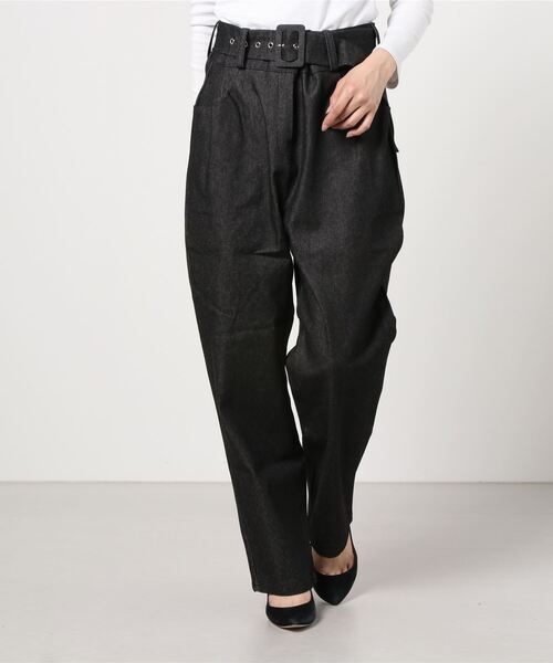 Figments(フィグメンツ)の「ベルテッドデニムパンツ(デニムパンツ・レディース・ブラック/インディゴブルー・FREE)」の8枚目の写真