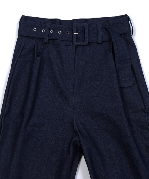 Figments(フィグメンツ)の「ベルテッドデニムパンツ(デニムパンツ・レディース・ブラック/インディゴブルー・FREE)」の14枚目の写真