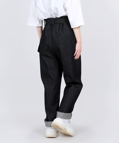 Figments(フィグメンツ)の「ベルテッドデニムパンツ(デニムパンツ・レディース・ブラック/インディゴブルー・FREE)」の22枚目の写真