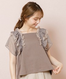 flower（フラワー）の「レースミックスTシャツ（Tシャツ/カットソー）」