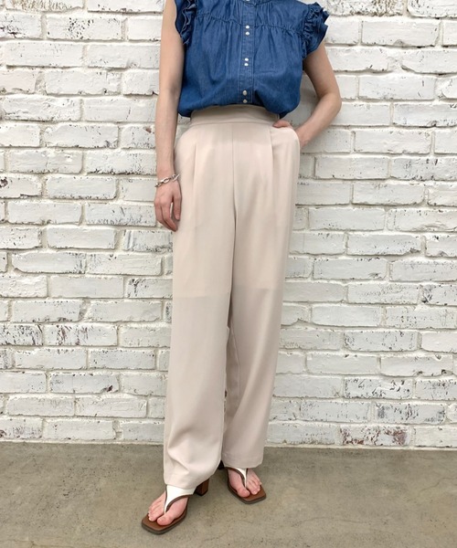 CIAOPANIC（チャオパニック）の「【SCENE by ciaopanic/シーン バイ チャオパニック】ジョーゼットイージースラックスパンツ/WEB・一部店舗限定（スラックス・レディース・ベージュ/サックスブルー/グリーン/ブルー/レッド/ブラック・FREE）」の3枚目の写真
