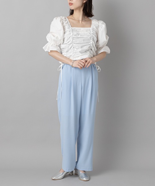 CIAOPANIC（チャオパニック）の「【SCENE by ciaopanic/シーン バイ チャオパニック】ジョーゼットイージースラックスパンツ/WEB・一部店舗限定（スラックス・レディース・ベージュ/サックスブルー/グリーン/ブルー/レッド/ブラック・FREE）」の8枚目の写真