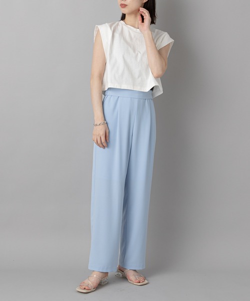 CIAOPANIC（チャオパニック）の「【SCENE by ciaopanic/シーン バイ チャオパニック】ジョーゼットイージースラックスパンツ/WEB・一部店舗限定（スラックス・レディース・ベージュ/サックスブルー/グリーン/ブルー/レッド/ブラック・FREE）」の13枚目の写真