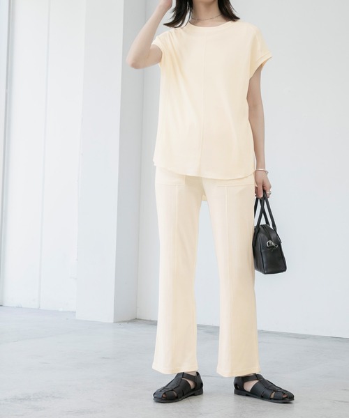 BONLECILL(ボンルシール)の「切替デザイン パッチポケット スリット入りリラックスパンツ(その他パンツ・レディース・オフホワイト/カーキ/オレンジ/チャコール・FREE)」の13枚目の写真