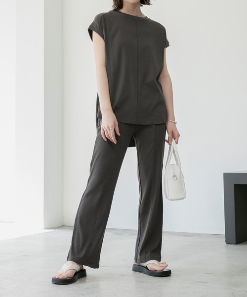 BONLECILL(ボンルシール)の「切替デザイン パッチポケット スリット入りリラックスパンツ(その他パンツ・レディース・オフホワイト/カーキ/オレンジ/チャコール・FREE)」の20枚目の写真