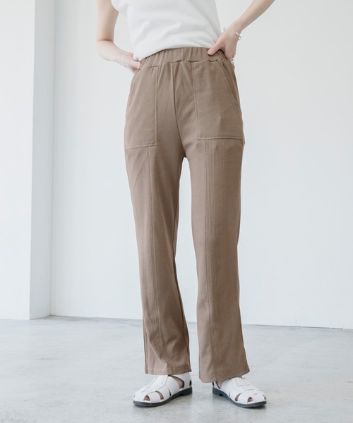BONLECILL(ボンルシール)の「切替デザイン パッチポケット スリット入りリラックスパンツ(その他パンツ・レディース・オフホワイト/カーキ/オレンジ/チャコール・FREE)」の21枚目の写真