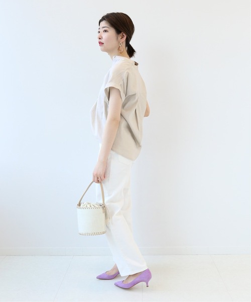 Simplicite（サンプリシテ）の「麻レーヨンバンドカラーブラウス◆（シャツ/ブラウス・レディース・ホワイト/ベージュ/ネイビー/オレンジ・FREE）」の12枚目の写真