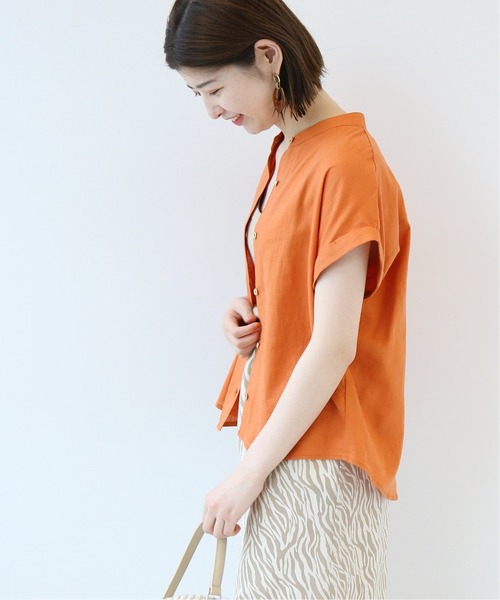 Simplicite（サンプリシテ）の「麻レーヨンバンドカラーブラウス◆（シャツ/ブラウス・レディース・ホワイト/ベージュ/ネイビー/オレンジ・FREE）」の20枚目の写真