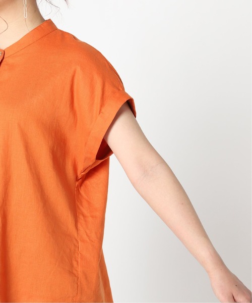 Simplicite（サンプリシテ）の「麻レーヨンバンドカラーブラウス◆（シャツ/ブラウス・レディース・ホワイト/ベージュ/ネイビー/オレンジ・FREE）」の9枚目の写真