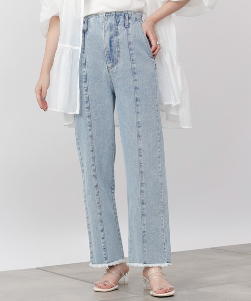 COLONY 2139（コロニートゥーワンスリーナイン）の「裾フリンジセンターシームデニムパンツ（その他パンツ・レディース・ブラック/オフホワイト/ブルー・LARGE/SMALL/MEDIUM）」の12枚目の写真