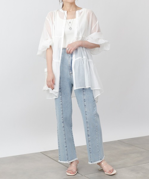 COLONY 2139（コロニートゥーワンスリーナイン）の「裾フリンジセンターシームデニムパンツ（その他パンツ・レディース・ブラック/オフホワイト/ブルー・LARGE/SMALL/MEDIUM）」の18枚目の写真