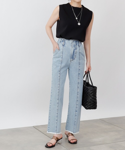 COLONY 2139（コロニートゥーワンスリーナイン）の「裾フリンジセンターシームデニムパンツ（その他パンツ・レディース・ブラック/オフホワイト/ブルー・LARGE/SMALL/MEDIUM）」の20枚目の写真