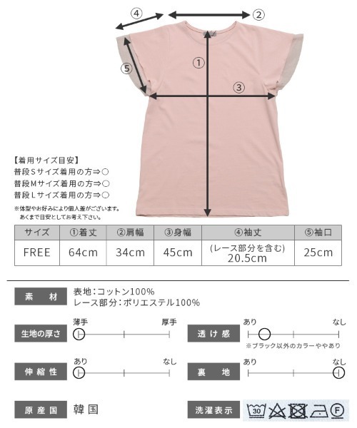 reca(レカ)の「チュール付フレアスリーブカットソー(Tシャツ/カットソー・レディース・ホワイト/ブラック/ピンク・FREE)」の15枚目の写真