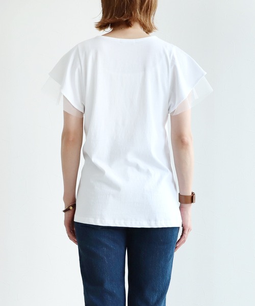 reca(レカ)の「チュール付フレアスリーブカットソー(Tシャツ/カットソー・レディース・ホワイト/ブラック/ピンク・FREE)」の16枚目の写真