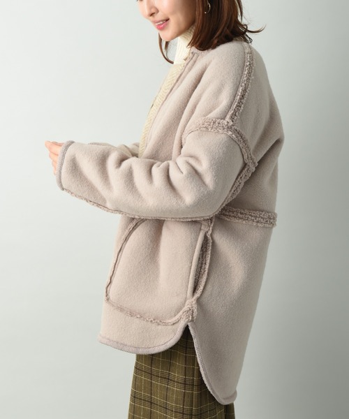 INTERPLANET（インタープラネット）の「ニードルナッピングリバーシブルコート（その他アウター・レディース・ベージュ/オフホワイト・FREE）」の16枚目の写真