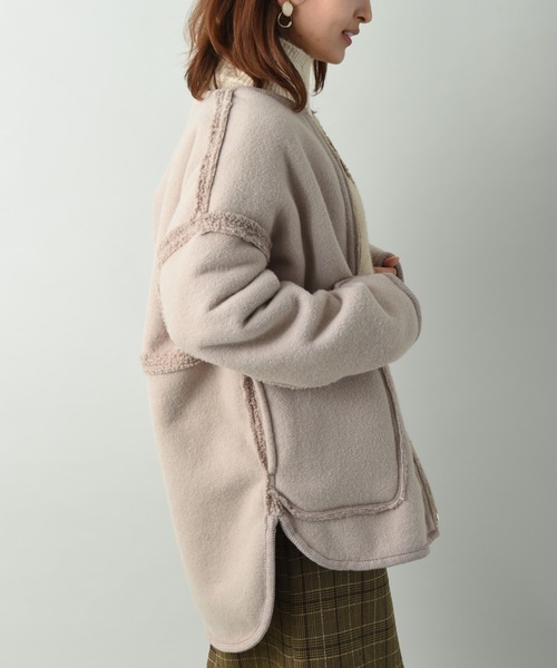 INTERPLANET（インタープラネット）の「ニードルナッピングリバーシブルコート（その他アウター・レディース・ベージュ/オフホワイト・FREE）」の18枚目の写真