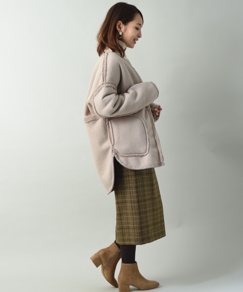 INTERPLANET（インタープラネット）の「ニードルナッピングリバーシブルコート（その他アウター・レディース・ベージュ/オフホワイト・FREE）」の22枚目の写真