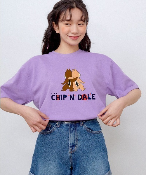 muahmuah（ムーアムーア）の「『muah muah/ムーアムーア×DISNEY/ディズニー』Chip and Dale Playmate T-shirt/チップ＆デール プレイメイト 半袖Tシャツ（Tシャツ/カットソー・レディース・イエロー/ホワイト/ブラック/パープル/ピンク・FREE）」の4枚目の写真