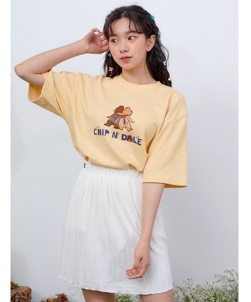 muahmuah（ムーアムーア）の「『muah muah/ムーアムーア×DISNEY/ディズニー』Chip and Dale Playmate T-shirt/チップ＆デール プレイメイト 半袖Tシャツ（Tシャツ/カットソー・レディース・イエロー/ホワイト/ブラック/パープル/ピンク・FREE）」の16枚目の写真