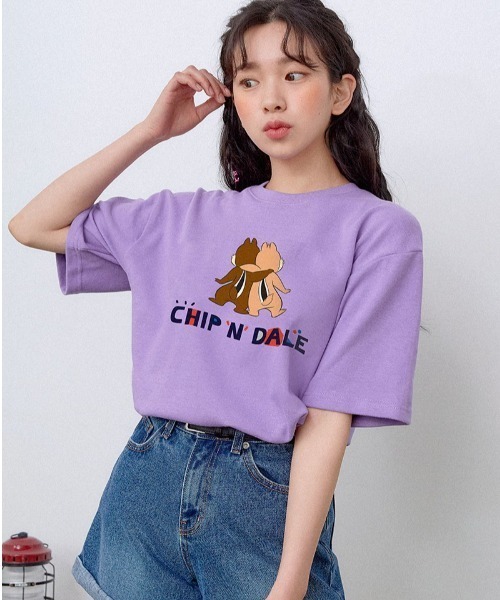 muahmuah（ムーアムーア）の「『muah muah/ムーアムーア×DISNEY/ディズニー』Chip and Dale Playmate T-shirt/チップ＆デール プレイメイト 半袖Tシャツ（Tシャツ/カットソー・レディース・イエロー/ホワイト/ブラック/パープル/ピンク・FREE）」の14枚目の写真