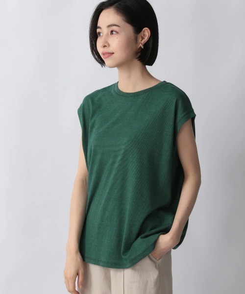 LOWRYS FARM（ローリーズファーム）の「ミジンボーダーノースリーブ　957496（Tシャツ/カットソー・レディース・ブラック/グリーン/オレンジ・FREE）」の3枚目の写真